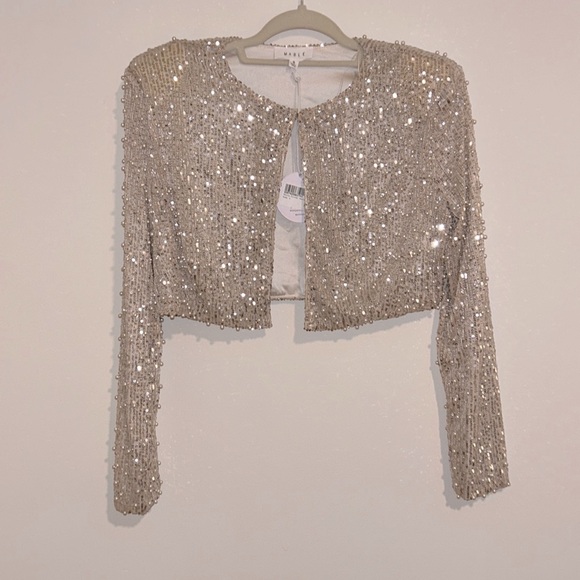MABLE Monica Pullover Pearl Crop Jacket Champagne - Picture 3 of 6